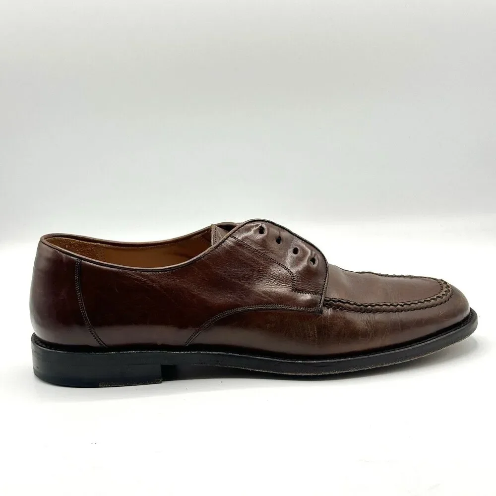 Mezlan Men's Derby Size 8.5 M Brown Leather Moc Toe Dress Shoes Reus No Laces
